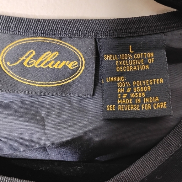 NWT Vintage Allure Embroidered Jungle Scene Jacket L Heathery Black Cotton Artsy - Picture 7 of 9